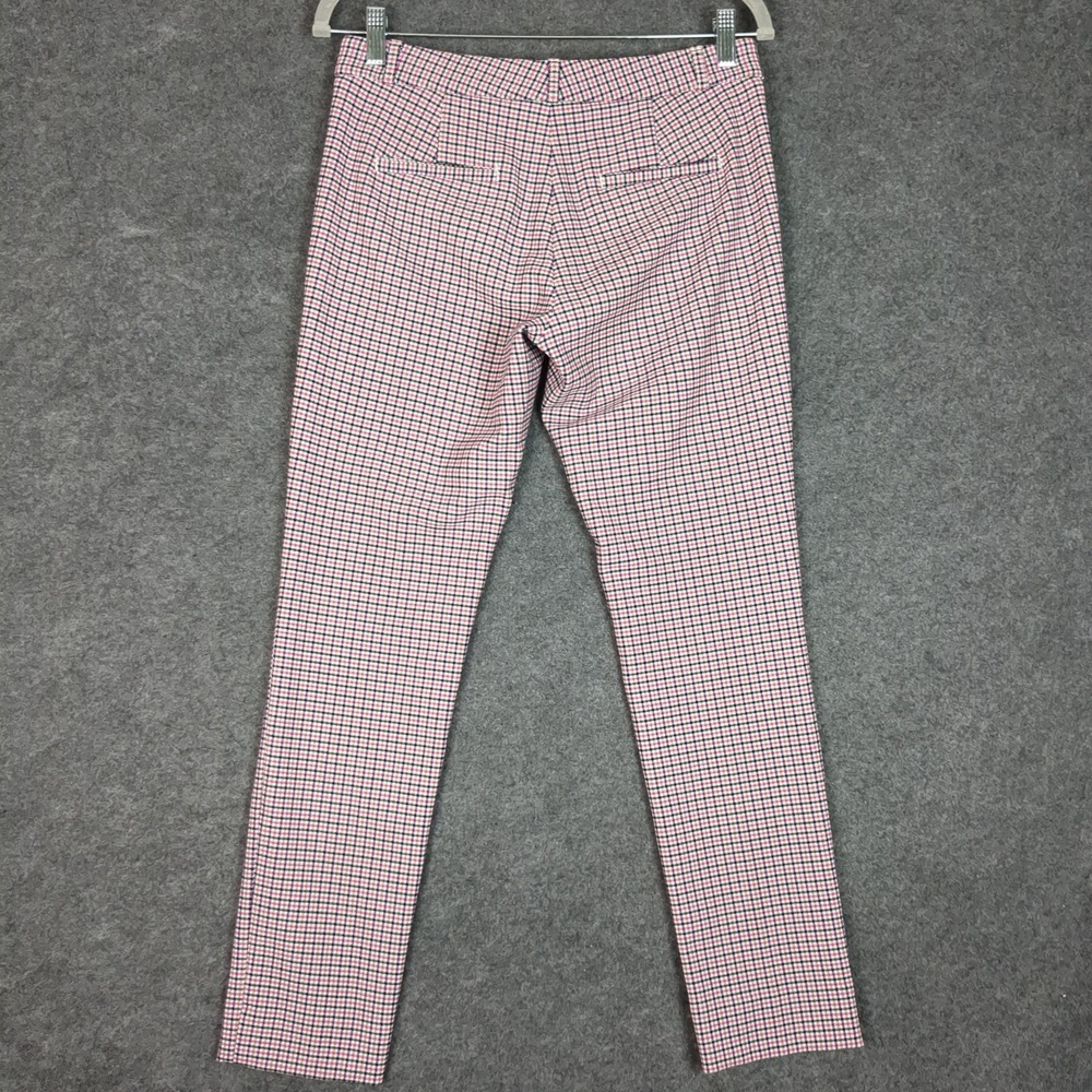 Banana Republic Sloan Skinny Pants Womens 2‎ Pink Navy Gingham Plaid Zip Pocket - Picture 7 of 15